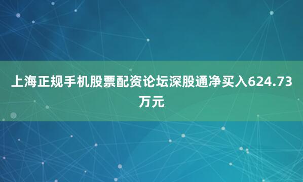上海正规手机股票配资论坛深股通净买入624.73万元